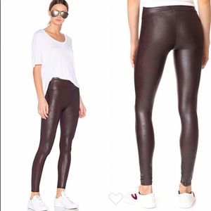 Spanx Faux Leather Leggings - Wine Colored